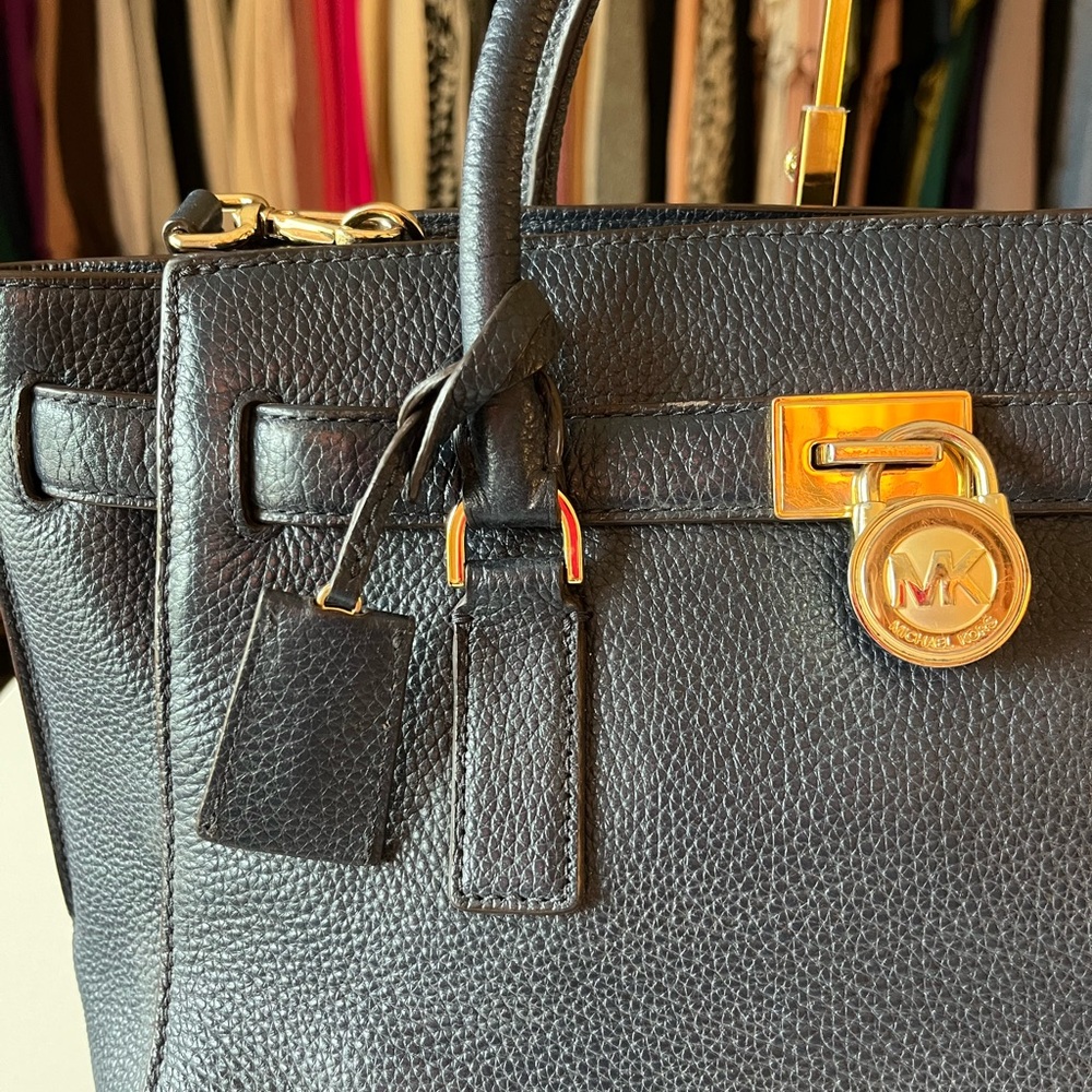 Navy Michael Kors Leather Satchel - Picture 5 of 12